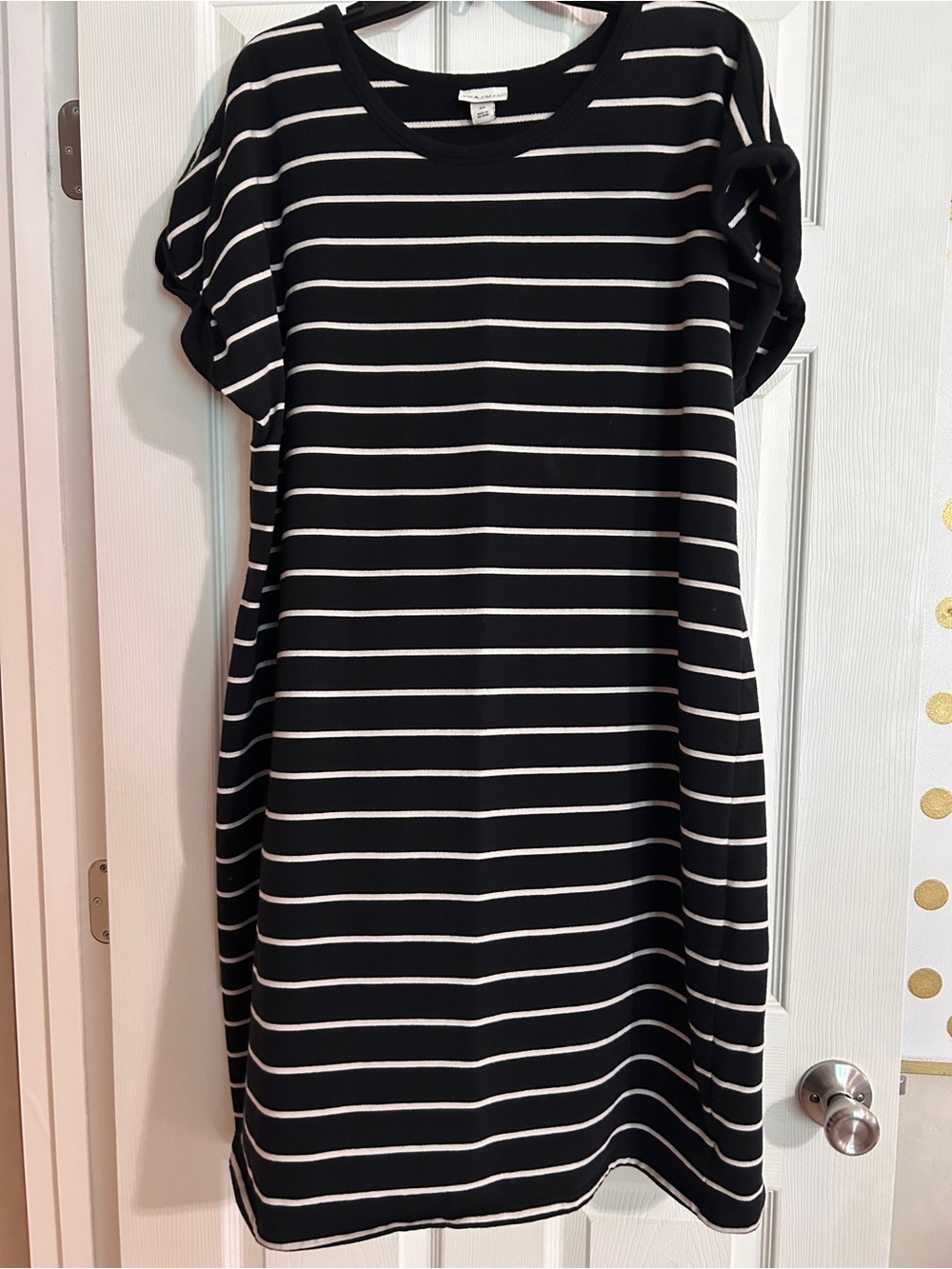 Ava & Viv Black and White Striped Midi Shift Dress